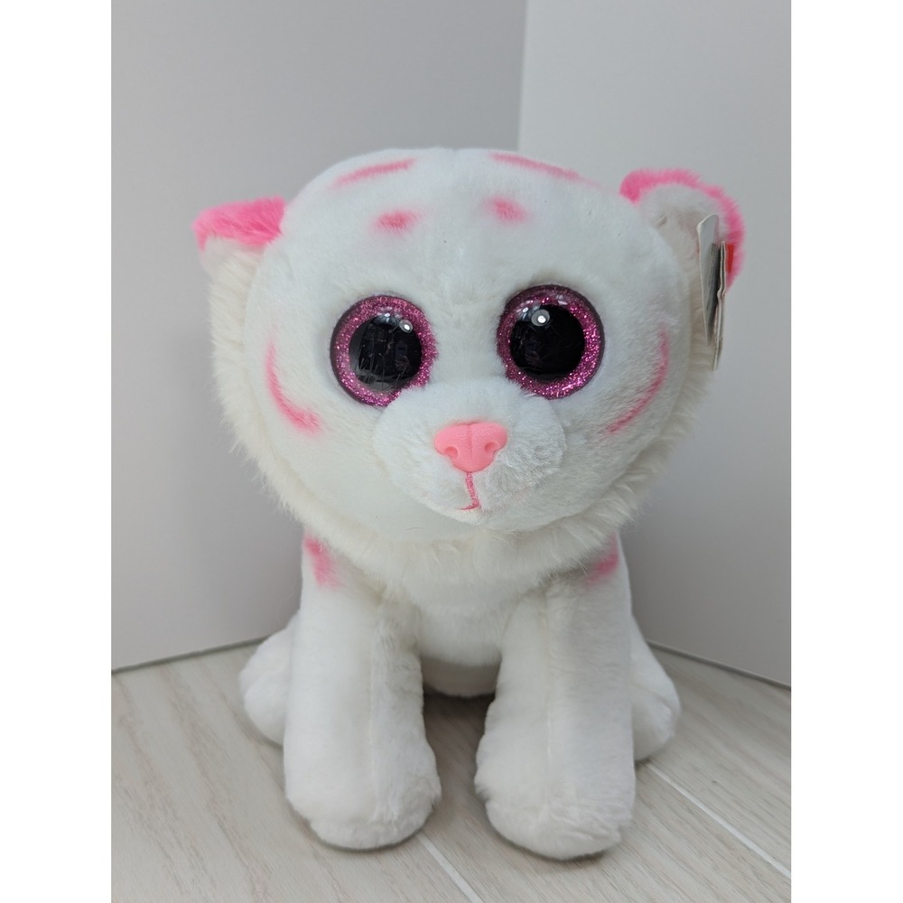 Ty Classic Tabor White Pink Tiger Plush 9 Inch White‎ Pink Glitter Eyes